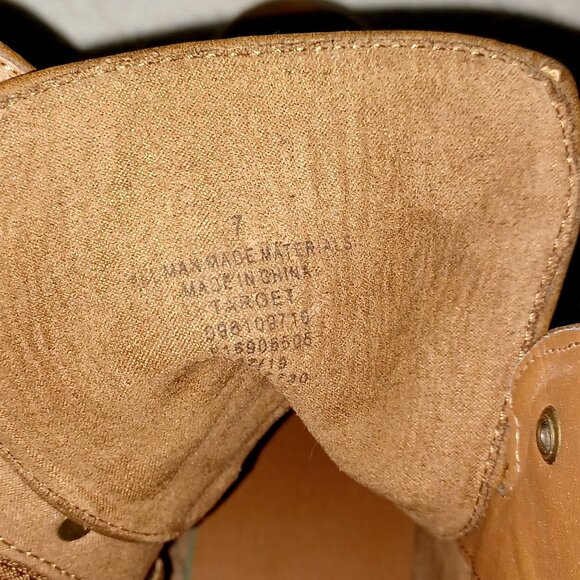 Brown Chunky Platform Lug Block Heel Lace up Zip Faux Leather Ankle Boots Wms 7 - Picture 11 of 14